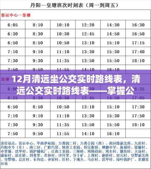 清遠公交實時路線表，掌握公共交通出行信息的三大要點及12月最新路線表