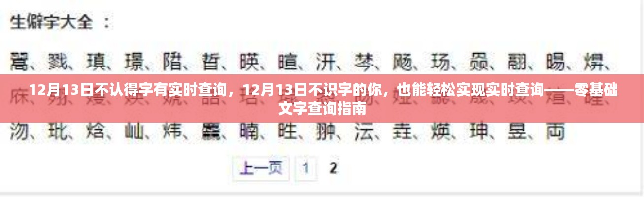 零基礎文字查詢指南，不識字也能輕松實現(xiàn)實時查詢（針對12月13日）