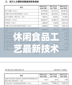 休閑食品工藝最新技術規(guī)范揭秘，應用實踐及影響