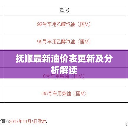 撫順最新油價(jià)表更新及分析解讀