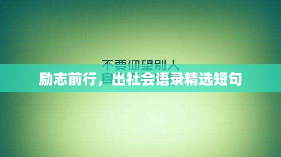 勵(lì)志前行，出社會(huì)語錄精選短句