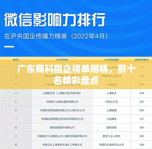廣東商科國企榜單揭曉，前十名精彩盤點(diǎn)